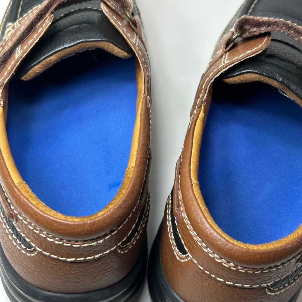 Dr. Comfort Wave Mens 9M Black Brown‎ Leather Diabetic Orthopedic Shoes Loafers